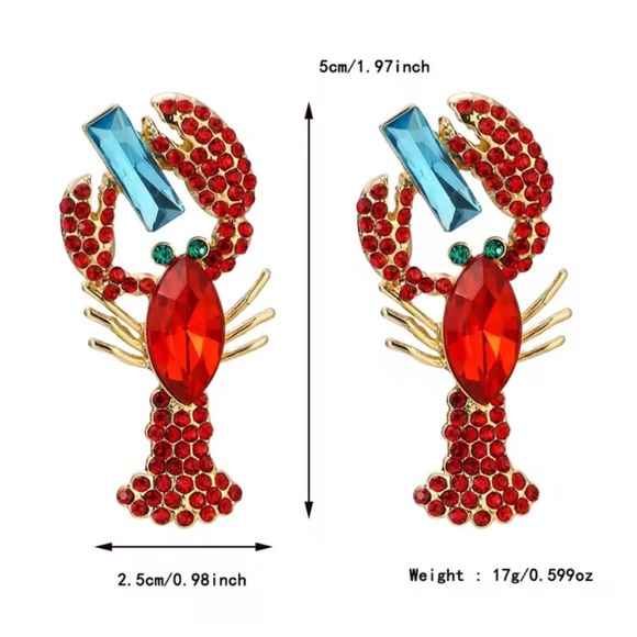 Crab Red Crystal Earrings - Picture 2 of 2